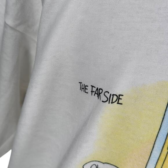Vintage The Far Side Cat Fud Food T-Shirt Men’s 2XL XXL White USA 90s 1990 - Picture 3 of 12